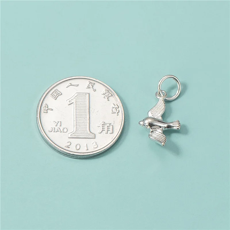 TrustDavis Real 925 Sterling Thai Silver Fashion Animal Swallow Charm Pendant Handmade DIY Accessories Wholesale Jewelry HY430