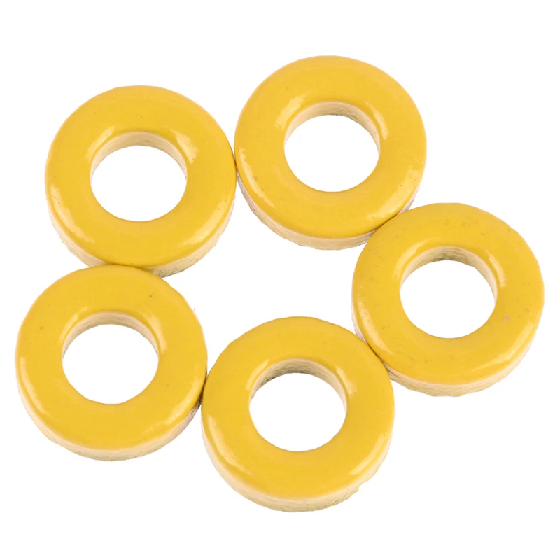 5pcs T37-6 Iron Powder Cores 9.5*5.2*3.3mm AL=3.0nH/N2 8.5uo Iron Dust Core Ferrite Toroid Core Coating Yellow Gray