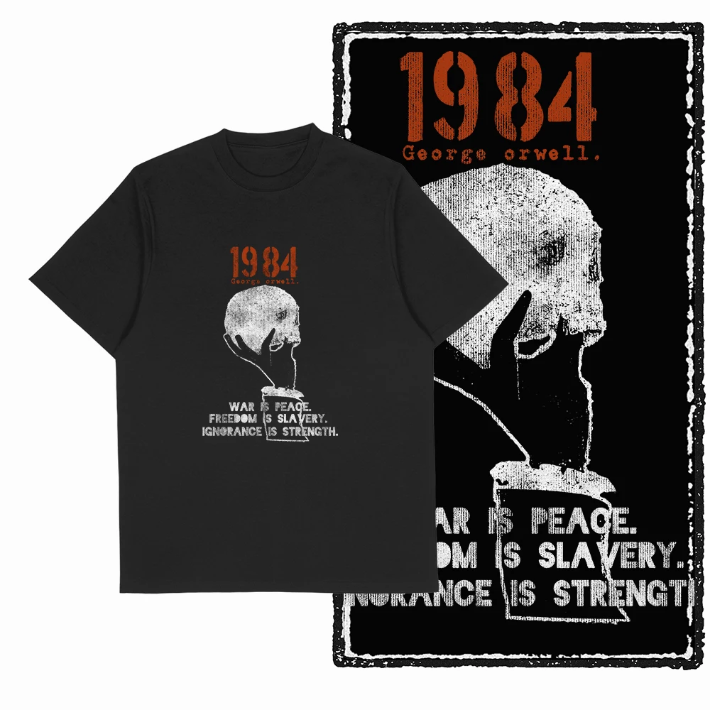 تي شيرت رجالي من Coolmind 1984 100% قطن مطبوع برسومات رائعة مقاس كبير تي شيرت فضفاض للرجال 1984 تي شيرت جرافيك للرجال تي شيرت #3