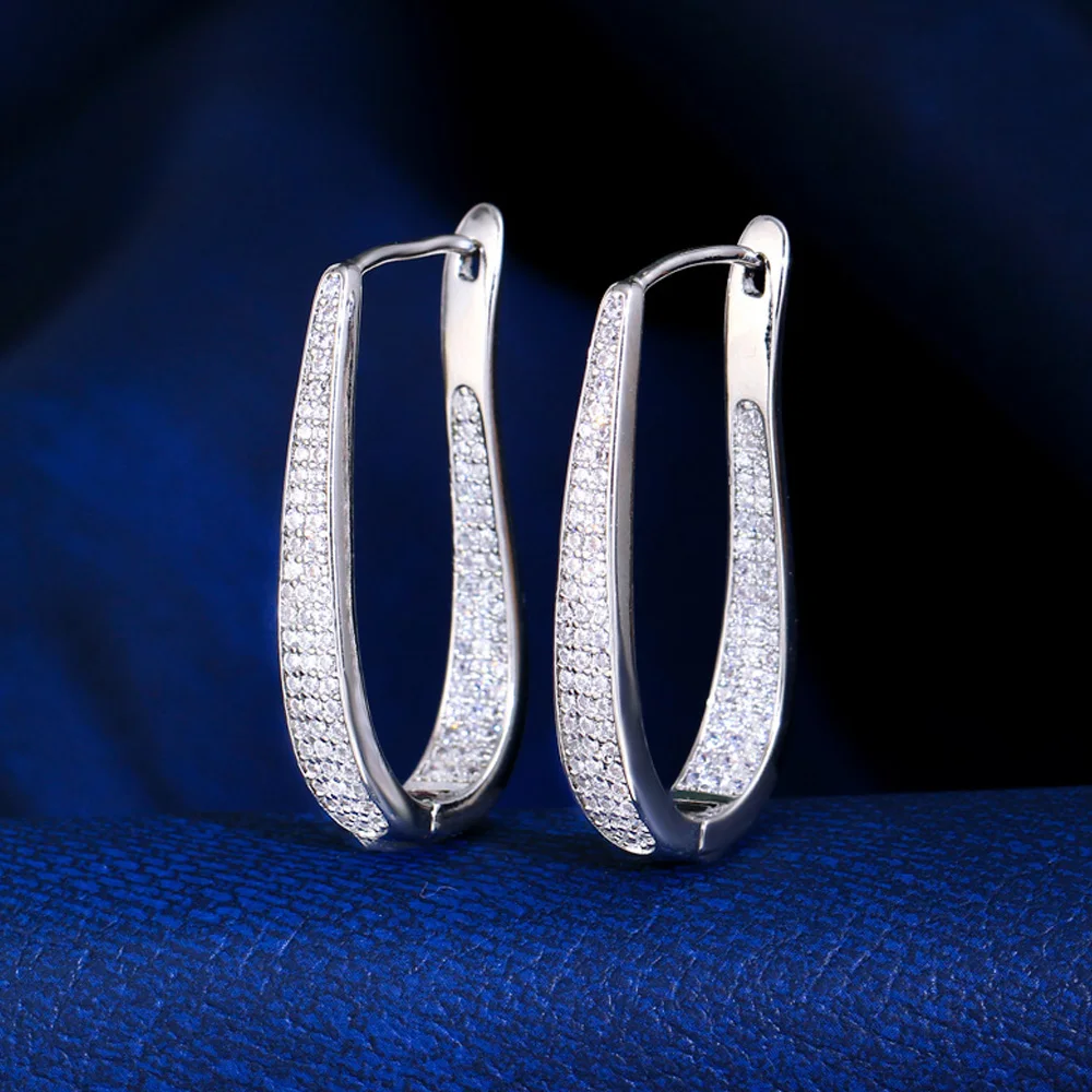 CWWZircons Micro Pave cyrkonia kamień biały złoty kolor luksusowe duże kolczyki koła nowa modna biżuteria na prezent dla kobiet CZ593