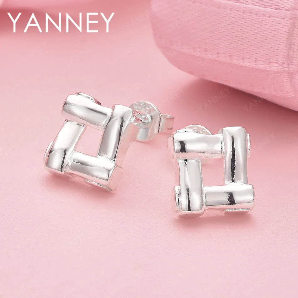 

Elegant 925 Sterling Silver Delicate Square Earrings for Women, Party Wedding Jewelry Fashion Accessories