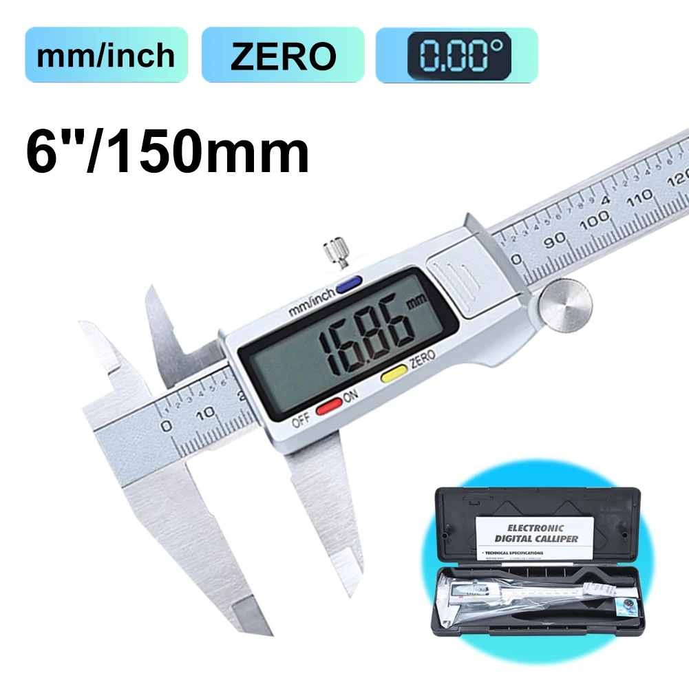 150mm Digital Caliper Stainless Steel Vernier Caliper Metal Micrometer With Large LCD Screen Electronic Caliper Measuring Tools