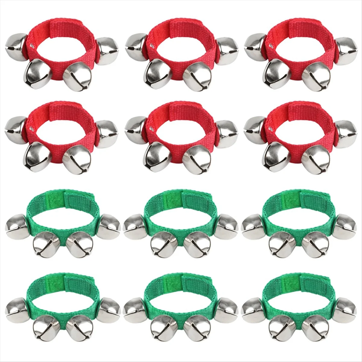 12 Pcs Wrist Band Bells Bracelets Jingle Bells Musical Ankle Bells Rhythm Instrument for Kids Christmas Party Favors