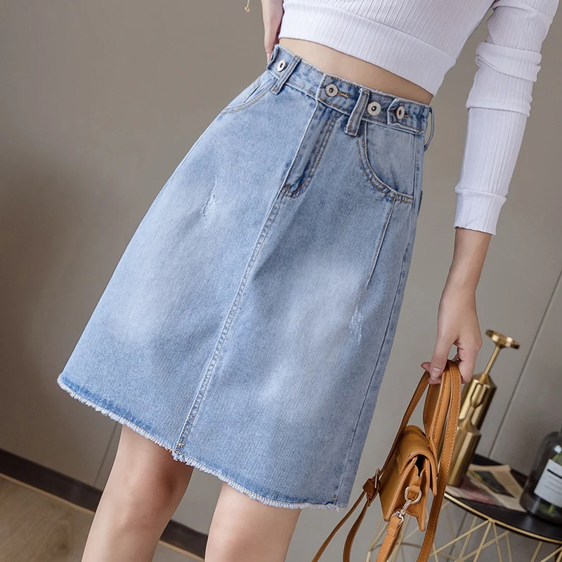 

Women Denim Skirt 2023 Spring Summer Fashion High Waist A-Line Jean Skirt Female Casual Short Skirt Lady
