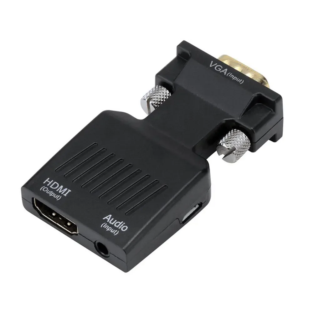 Adaptador convertidor compatible con VGA a HDMI, 1080P, para PC, portátil a HDTV, proyector, vídeo, Audio, HDMI