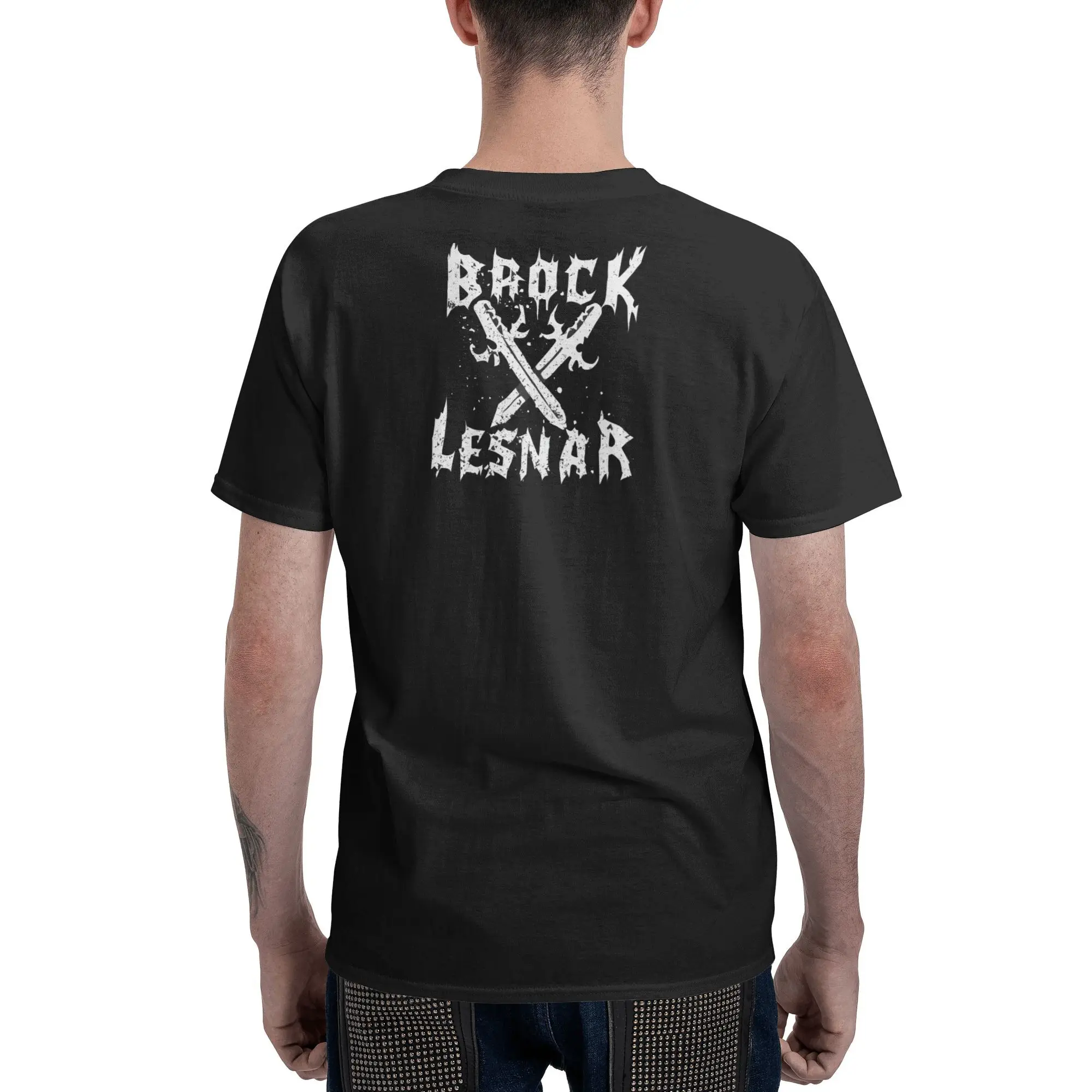 T-shirt in puro cotone Black Brock Lesnar T-shirt novità per uomo Estate Y2K T-shirt a maniche corte con logo personalizzato retrò