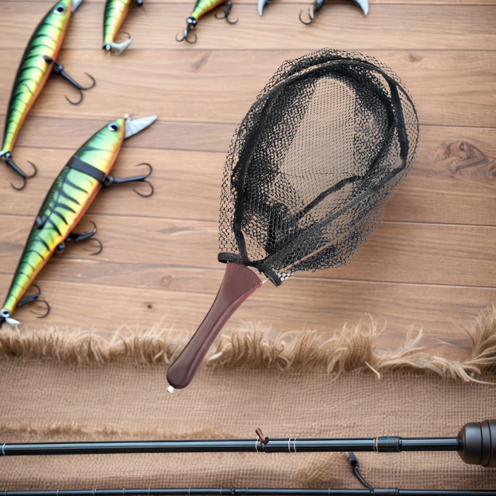 للطي الصيد شبكة أرضية مقبض خشبي الصيد صافي الصيد والإفراج صافي أدوات الصيد في الهواء الطلق التبعي