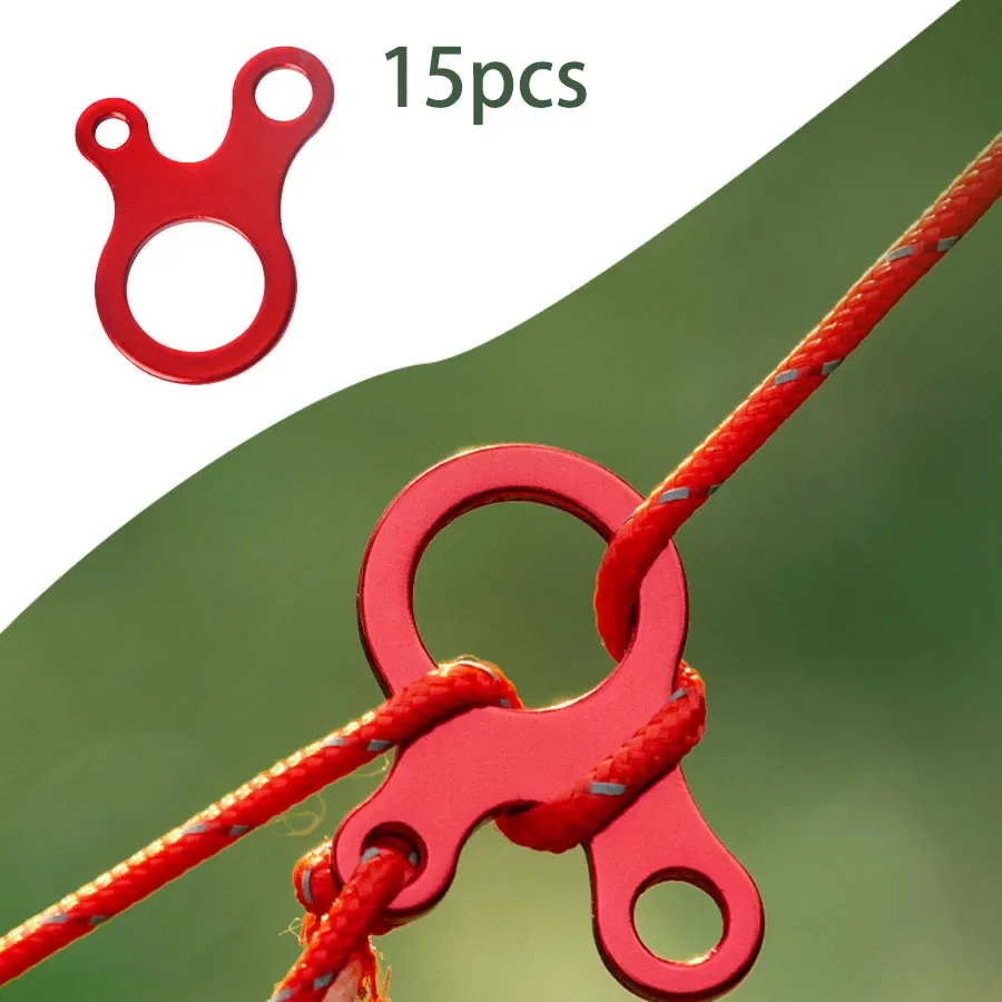 15pcs Tent Rope Buckles 3 Hole Camping Tent Wind Rope Buckle Aluminium Alloy Tensioner Tent Cord Rope Fastener Tighten Hook