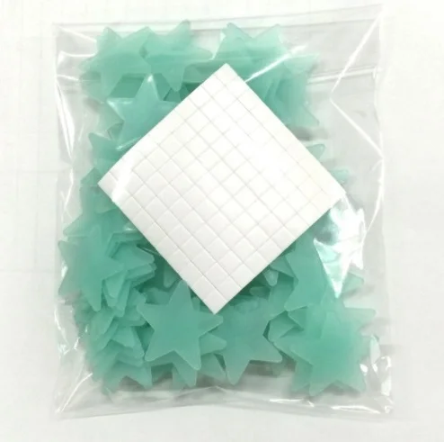100pcs Night Light White 3D Stars Glow In The Dark Luminous Fluorescent Plastic Wall White Stickers Living Home Kids Room