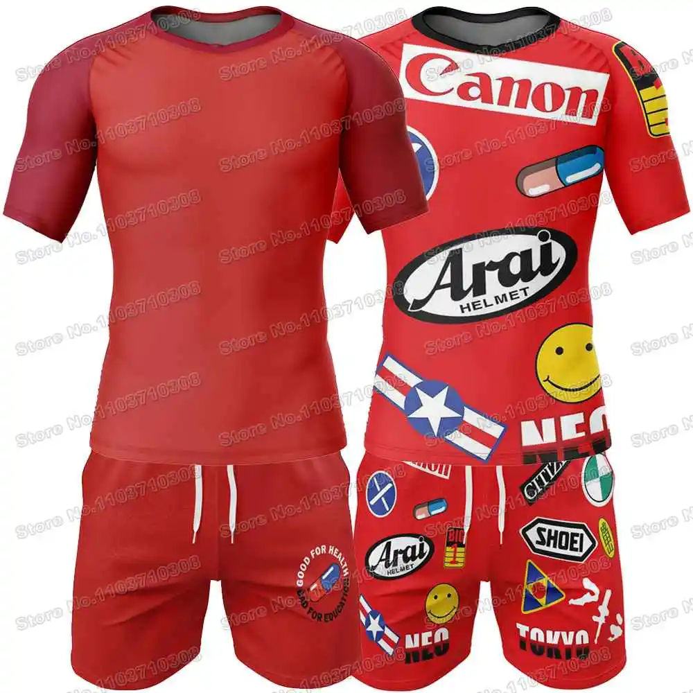 1th Popular Anime Rash Guards Surfing Beach Trousers Swimwear Diving Gym Long sleeves MMA BJJ Men Jiu Jitsu Fitness Sets