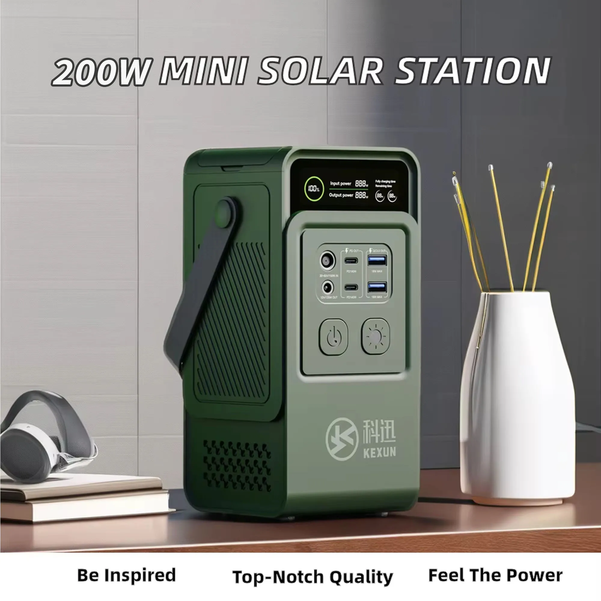 200W 태양광 휴대용 야외 전원 공급 장치 EU 플러그 140W 출력 순수 정현파 가정용 숨김 LED 손전등 자동차용 보관함