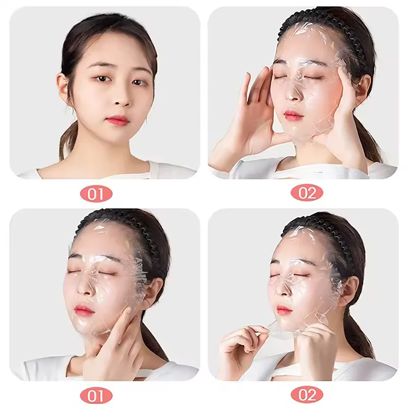 Máscaras descartáveis envoltório rosto filme plástico rosto cheio máscara de limpeza pescoço adesivos papel transparente diy beleza facial ferramenta cuidados com a pele