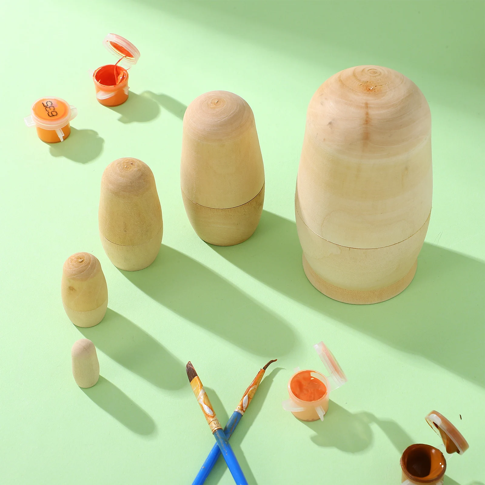 

10 Sets Wooden Matryoshka Nesting Unpainted Unfinished Toy Russian Toys Stacking Child