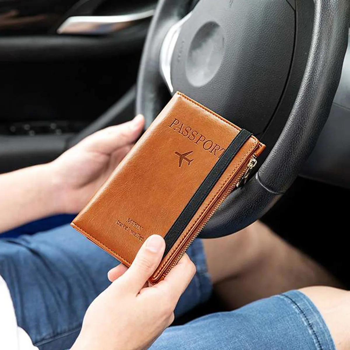 2-Piece Travel Wallet Card Bag Multi-Function Degaussing Rfid Document Holder Passport Book