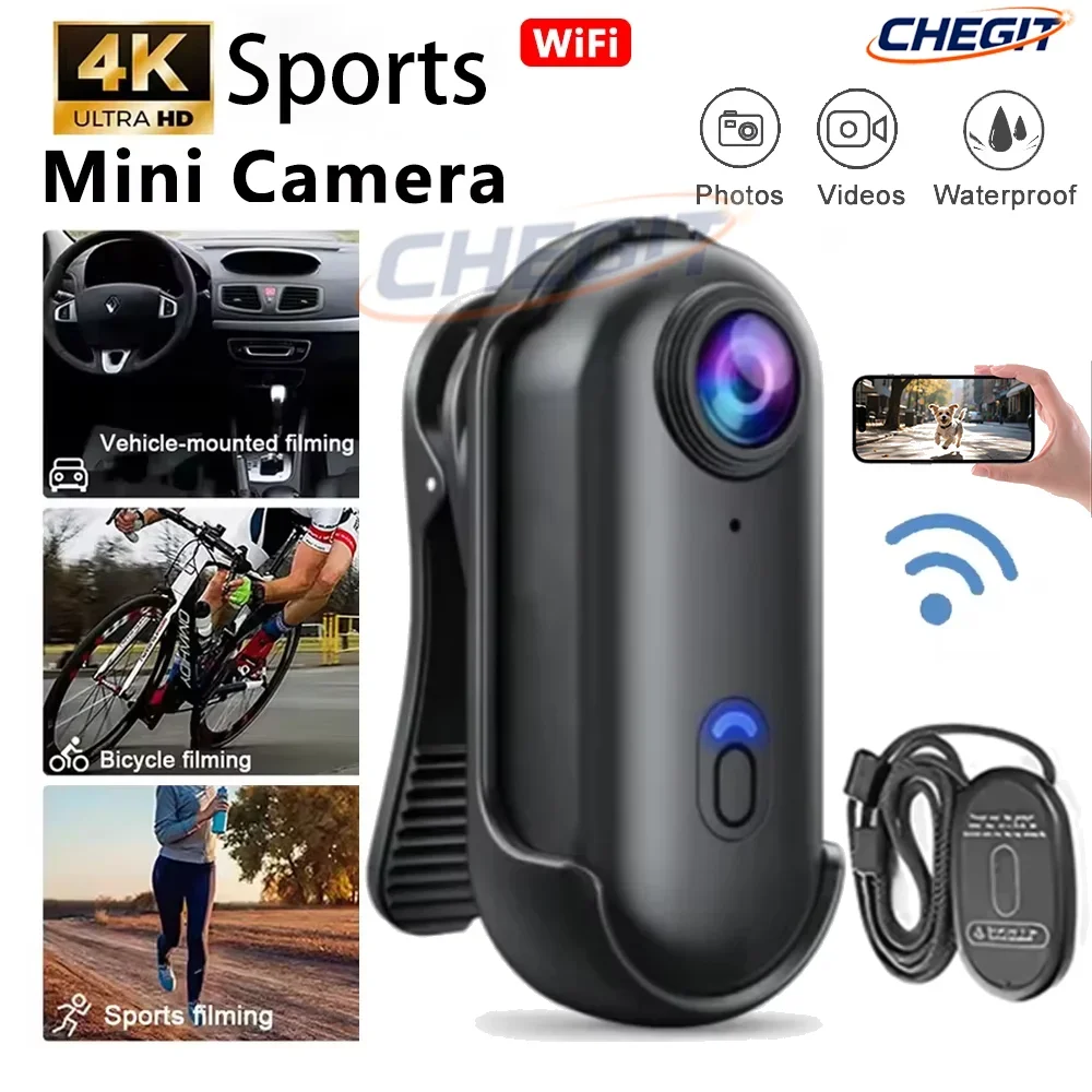 

4K/1080P Mini Magnetic Action Camera HD WiFi Wireless Body Mount POV Holder Bodycam Vlogging Motorcycle Helmet Sports Video Cam