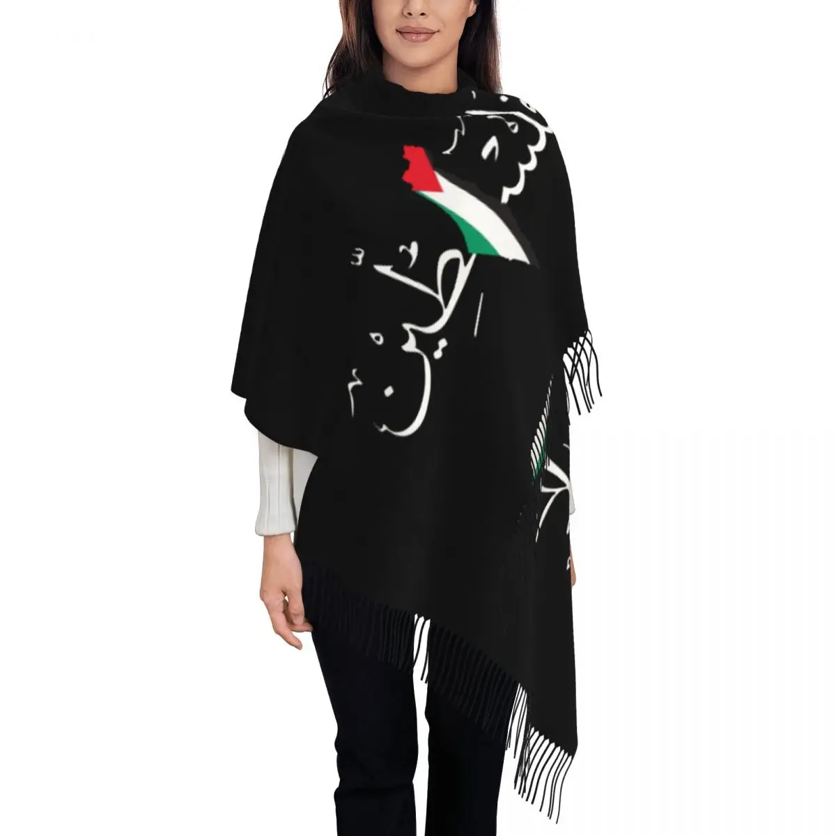 Palestine Flag Scarf for Womens Winter Fall Pashmina Shawl Wrap Palestinian Long Shawl Scarf Lightweight