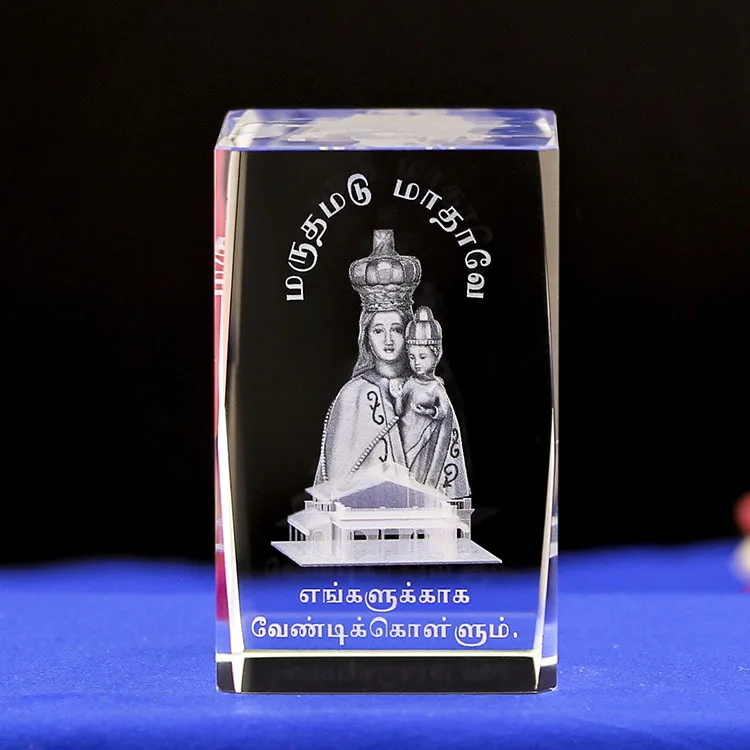 GOOD # OFFICE HOME Best gift Decor Roman Catholicism the Virgin Mary the Madonna Religion 3D Crystal Image Decoration-FREE SHIP