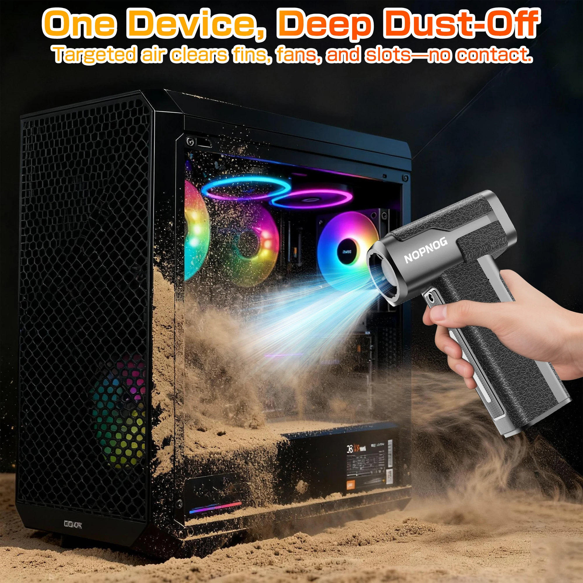 منفاخ هواء كهربائي بمروحة نفاثة مع 5 فوهات وشحن من النوع C و4 تروس قابلة للتعديل بقوة 130000 دورة في الدقيقة #5