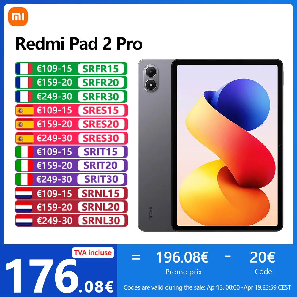 Xiaomi Redmi Pad 2 Pro Wi-Fi,Tablette,Snapdragon® 7s Gen 4,120 Hz,Écran 12,1" 2,5K d'une clarté,Caméra 8 MP,12000 mAh Batterie