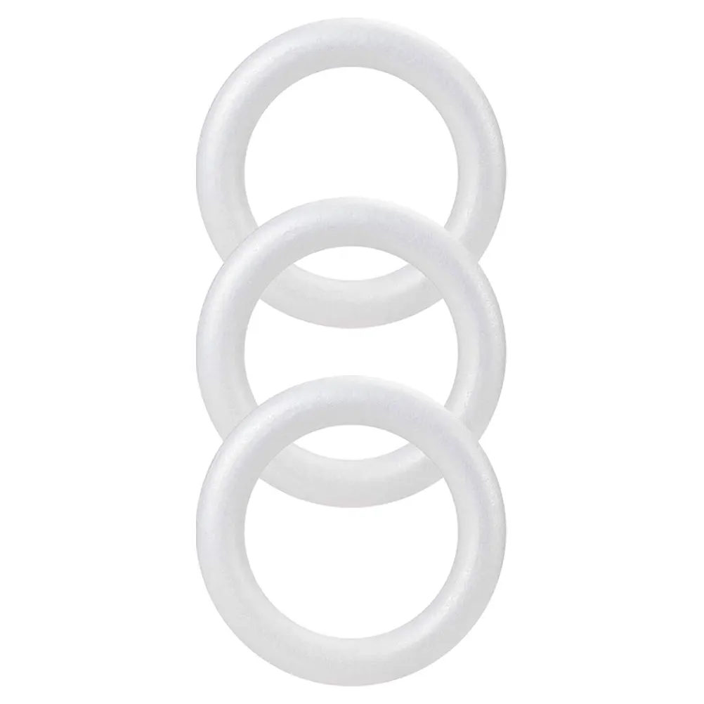 

3 Pcs Christmas Decorations Ring Craft Foam Wreath Circle DIY Foams Round White Floral Arrangement Office