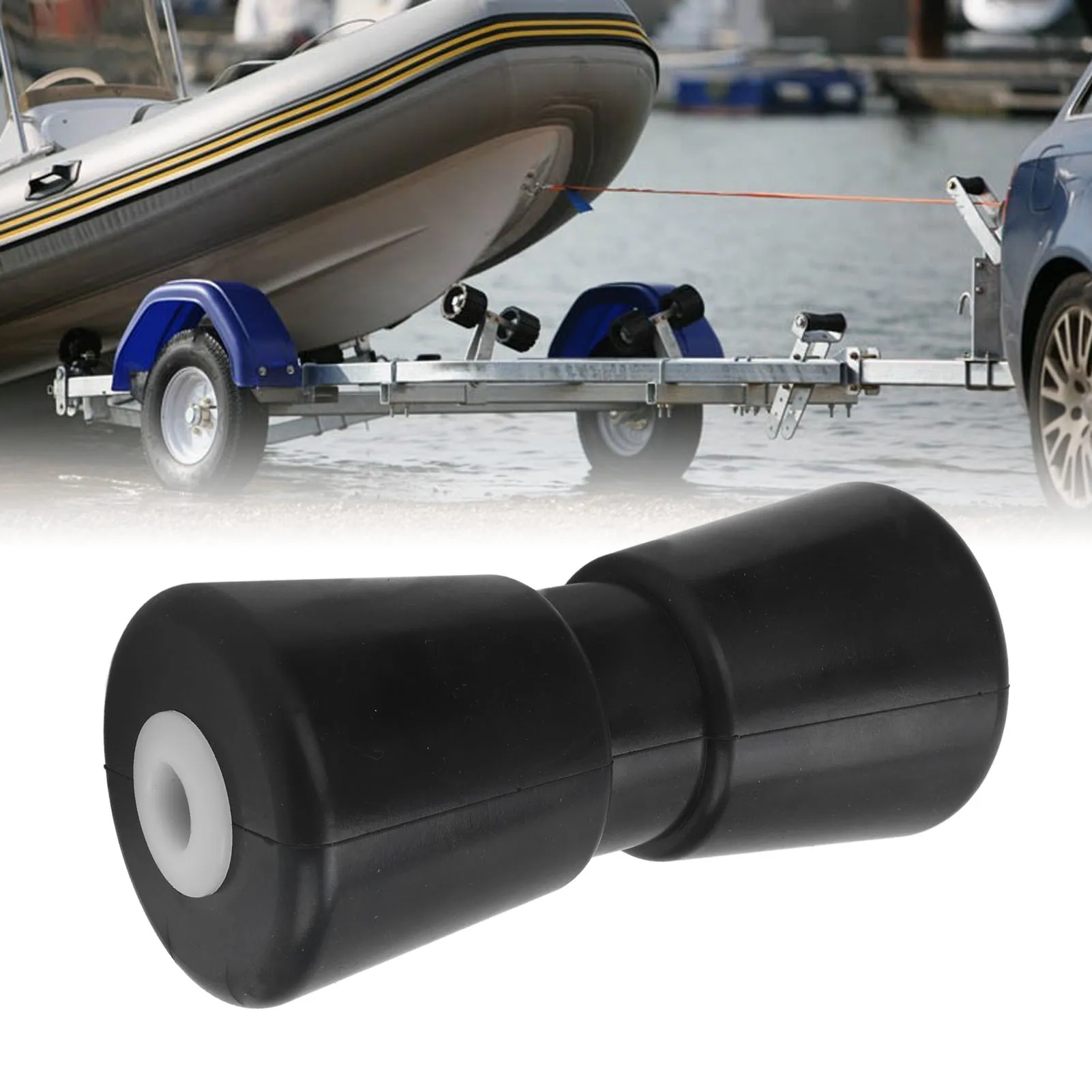 1 Stück 7,5 x 3,31 Zoll Heavy Duty Bootsanhänger Roller Schwarz Gummi Bootsanhänger Roller Bugstopper für 8 Zoll Anhänger Yacht Roller