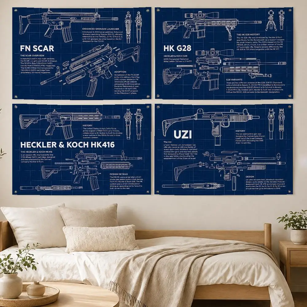 Bold Art Firearm Flags Room Bedroom Home Outdoor Wall Hanging Concert Printed Background Decoration Art Banne