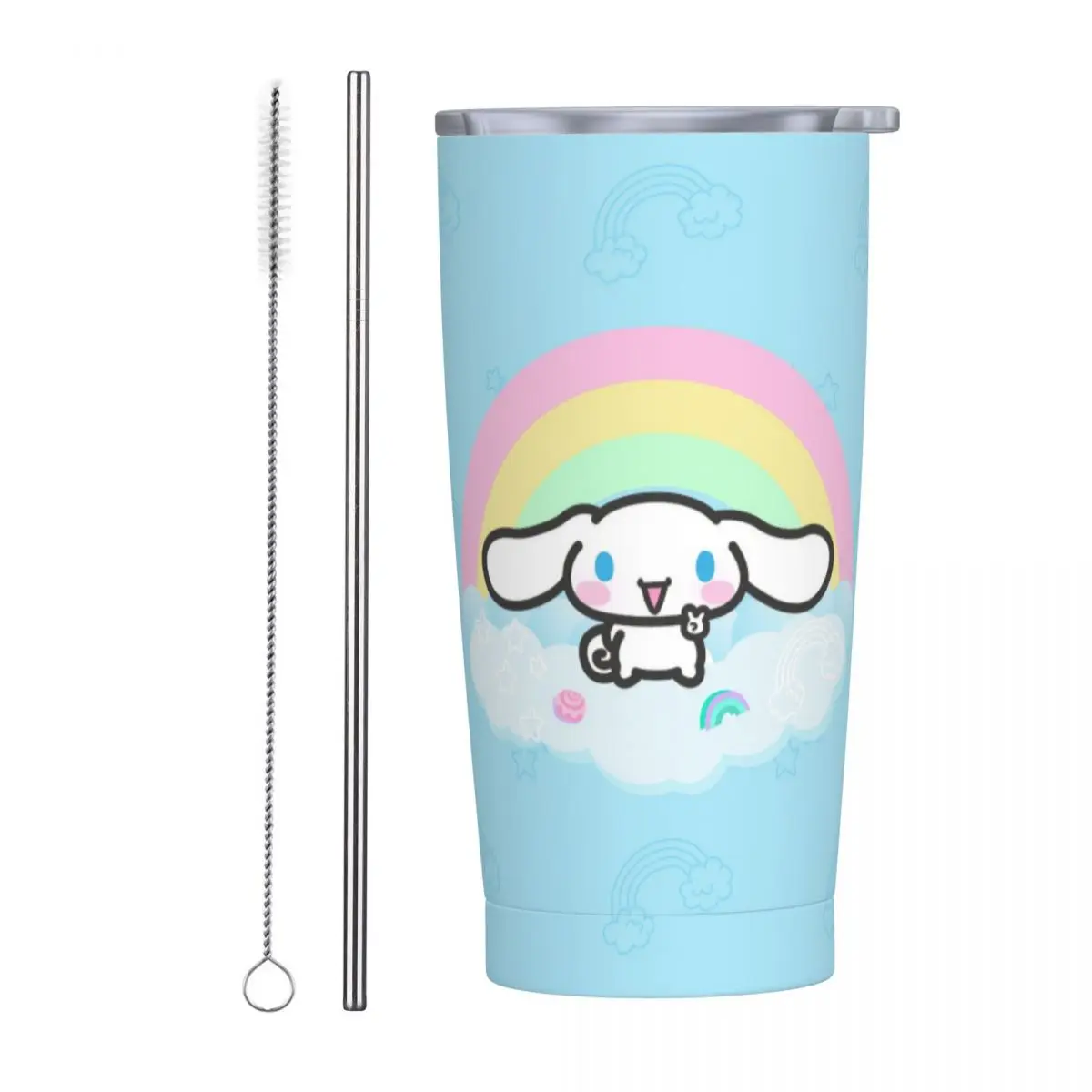 Cinnamoroll Rianbow Tumbler With Straw Stainless Steel Travel Mugs Vacuum Insulated 20oz