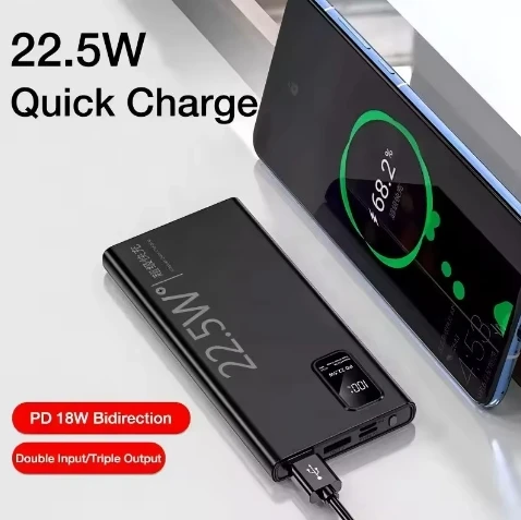 High Capacity Power Bank 10000mah PD Fast Charger Powerbank 20000mah 22.5W Portable Power Bank with Four Ports