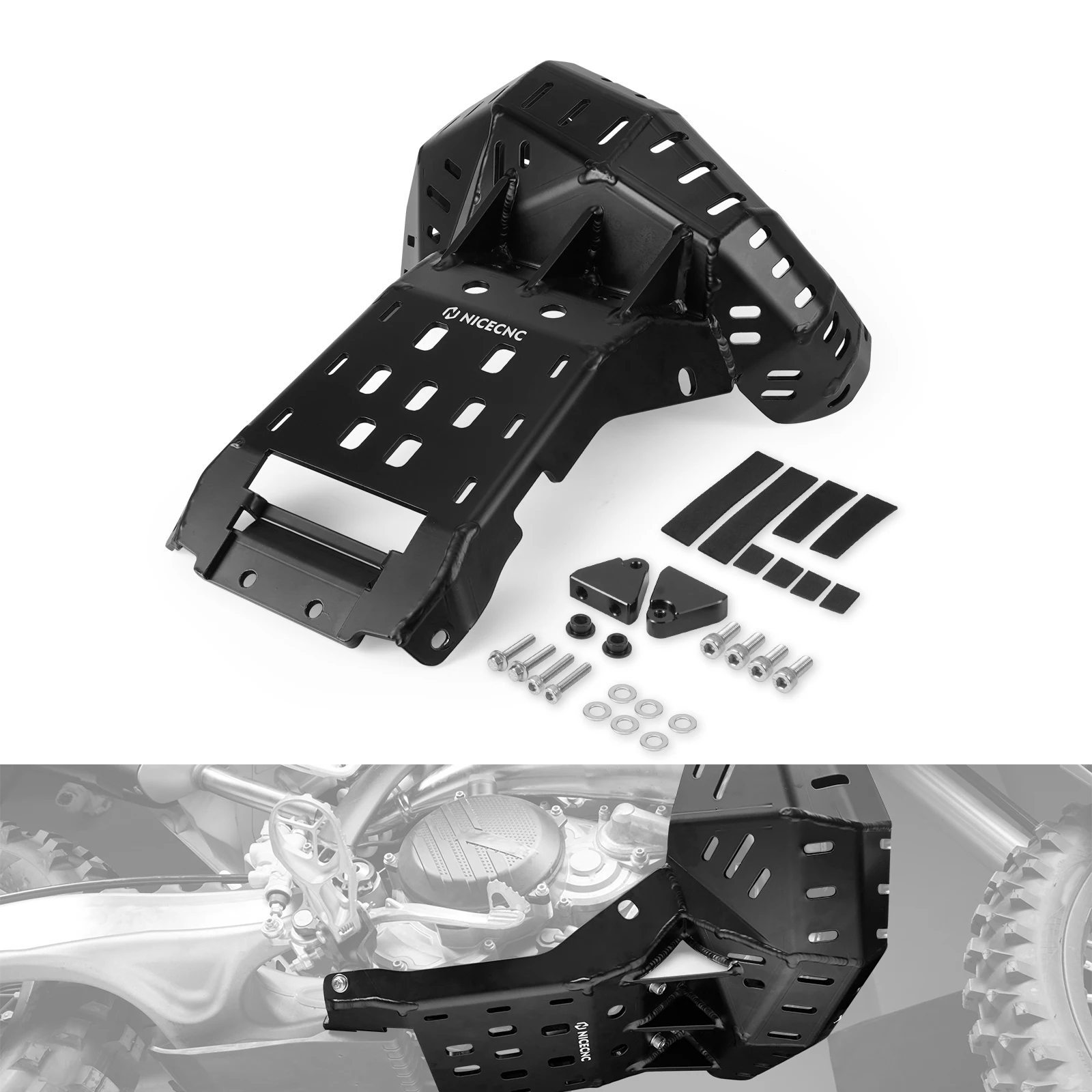 Motorcycle For KTM 250 300 EXC SX XC XCW 2024 250 300 SX XC 2023 NiceCNC Skid Plate with Pipe Guard For Husqvarna TE300 GasGas