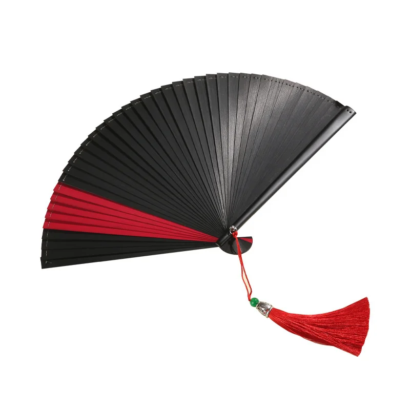 18cm Bamboo Hand Fold Retro Fan Mini Small Fan Japanese Folding Fan Dance Fan Exquisite Craft Gift Fan All Black Wedding Fans