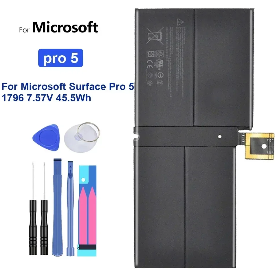 Microsoft Surface Pro 5, 5940mah,pro5 1796, 7.57v 54.5whシリーズの交換用バッテリー,充電式タブレット,高品質