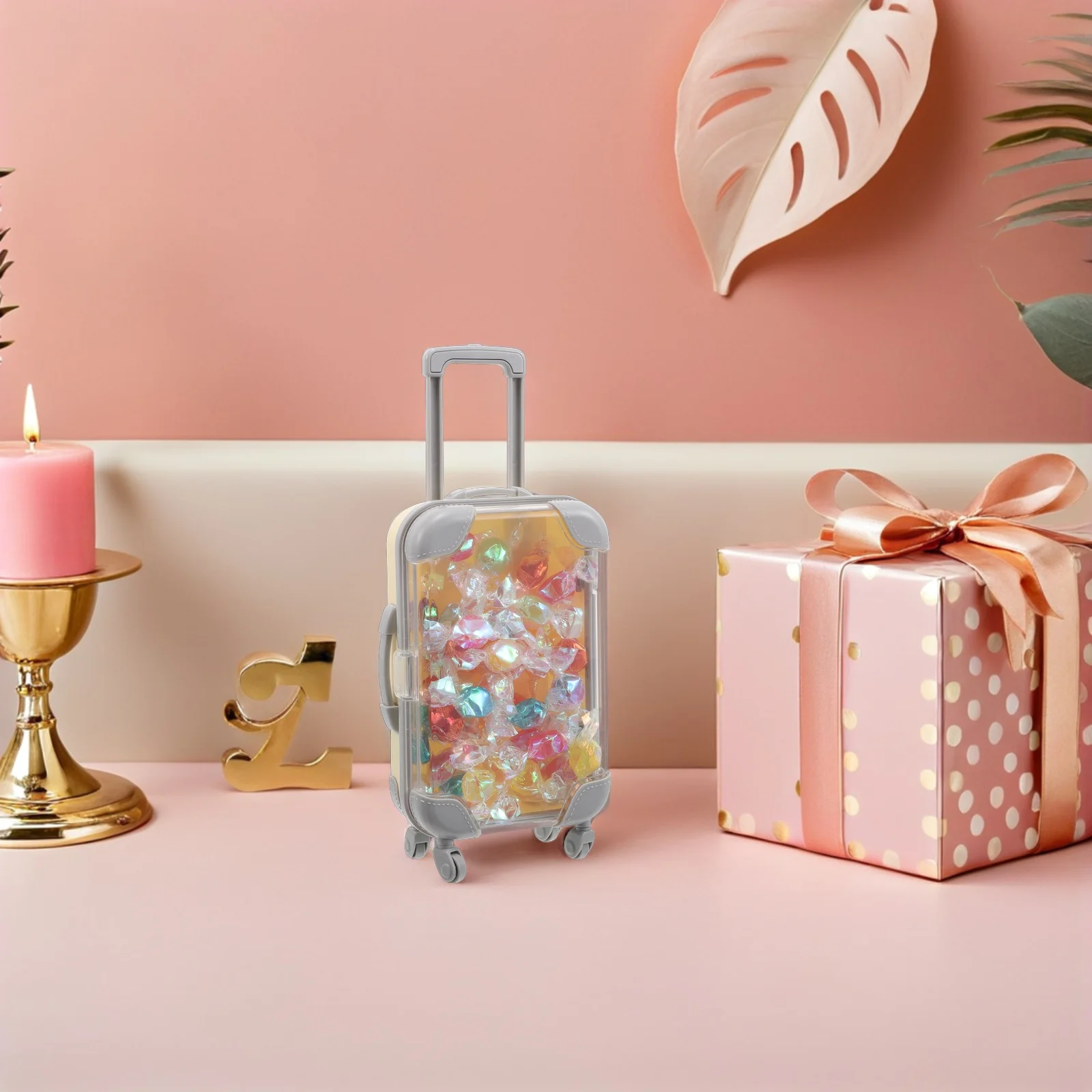 10Pcs Mini Transparent Suitcase Candy Boxes Plastic Travel Candy Box Small Luggage Prop Wedding Baby Shower Party Favor Storage