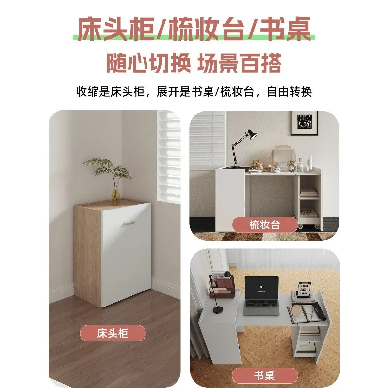 Household bedroom solid wood desk invisible foldable retractable hidden computer table small apartment dining table study table