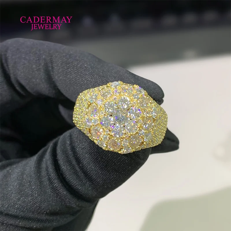 Hiphop Jewelry Moissanite Championship Ring Pinky Ring 925 Silver Iced Out VVS Moissanite Ring Men for Gift Party Wedding