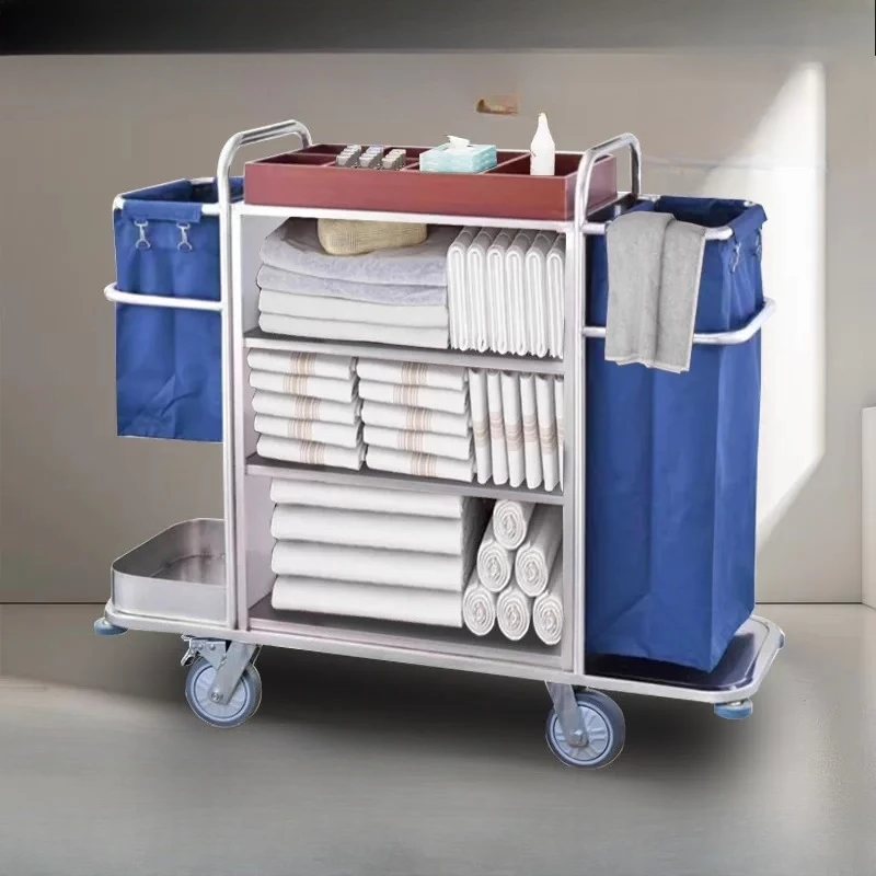 Hotel Room Special Linen Cart Hotel Cleaning Storage Thickened Work Bilateral Cart Multifunctional Silent Wheel Cart