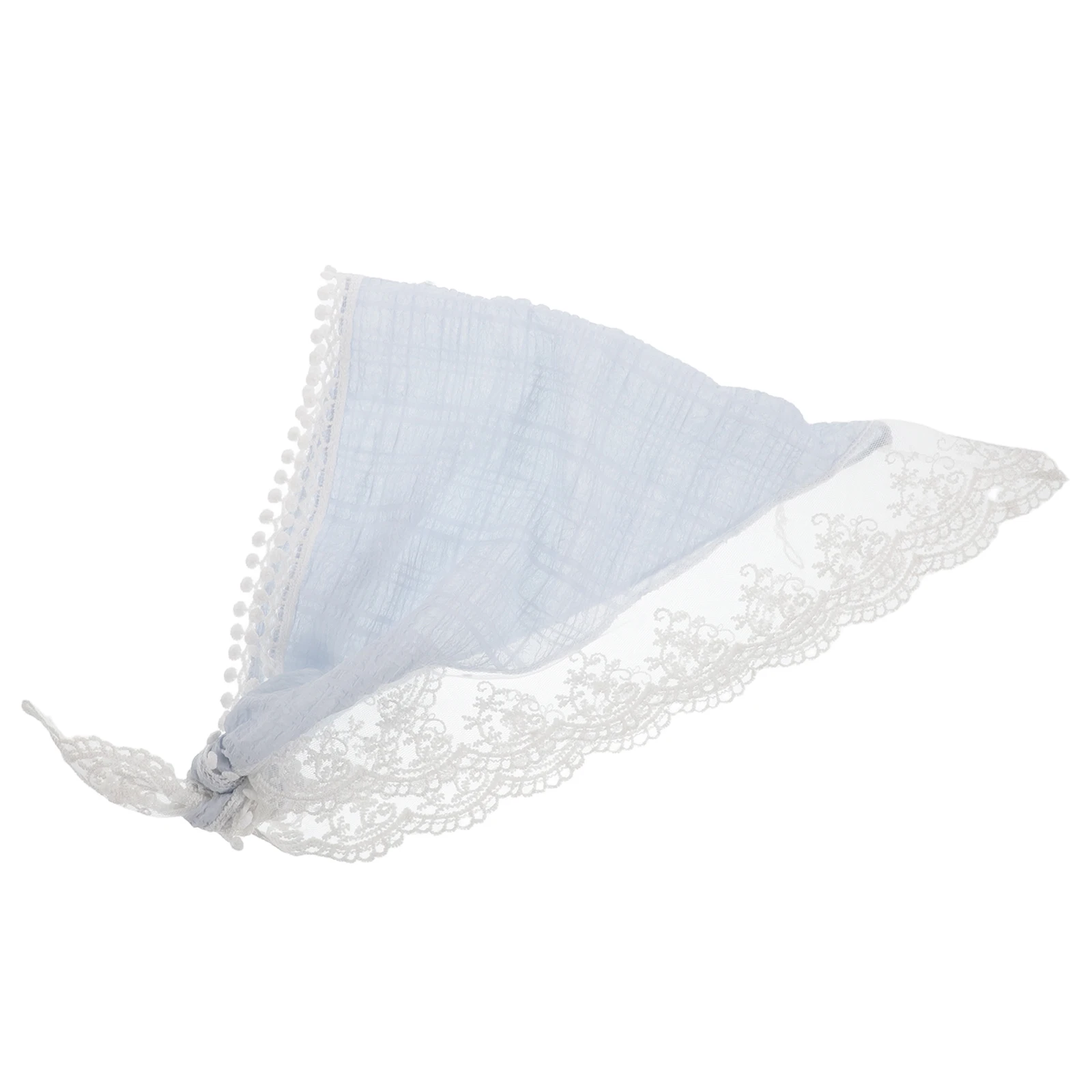 

Triangle Turban Skyblue Polyester Retro Headscarf Long Neckerchief Scarf Hairband NonSlip Lace Triangular Headscarf Versatile