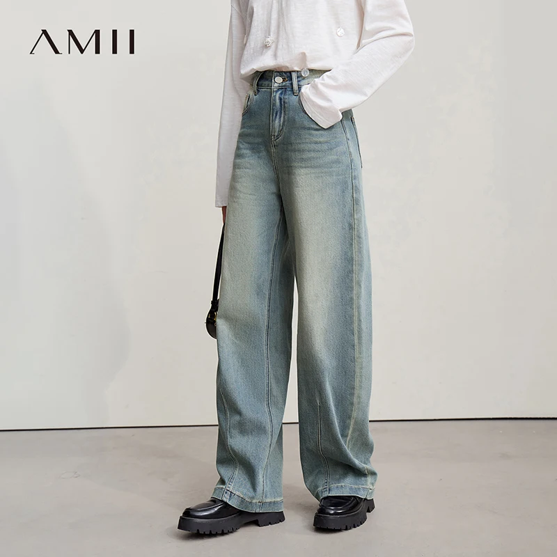 

Женские джинсы Amii 2026: Новые, весенние, в стиле ретро, универсальные, из хлопкового денима, модные свободные брюки-бананы с широкими штанинами 12641113