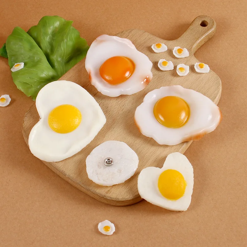 Fake Eggs Food Poached Egg Omelette Simulation Refrigerator Stickers Toy Breakfast Kitchen Decoration Home Decor Artificial Food