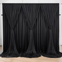 Nero 3x3M Poly Ice Silk Wedding fondale tenda Baby Shower party matrimoni foto drappo sfondo per oggetti di scena fotografici