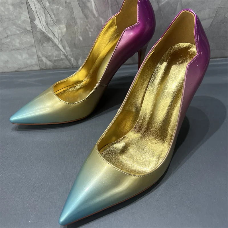 

Colorful Fashion Slip on Women Shoes Spring Pointed Toe Sandals Cover Heel Femae Pumps Fine Heel Zapatos Mujer