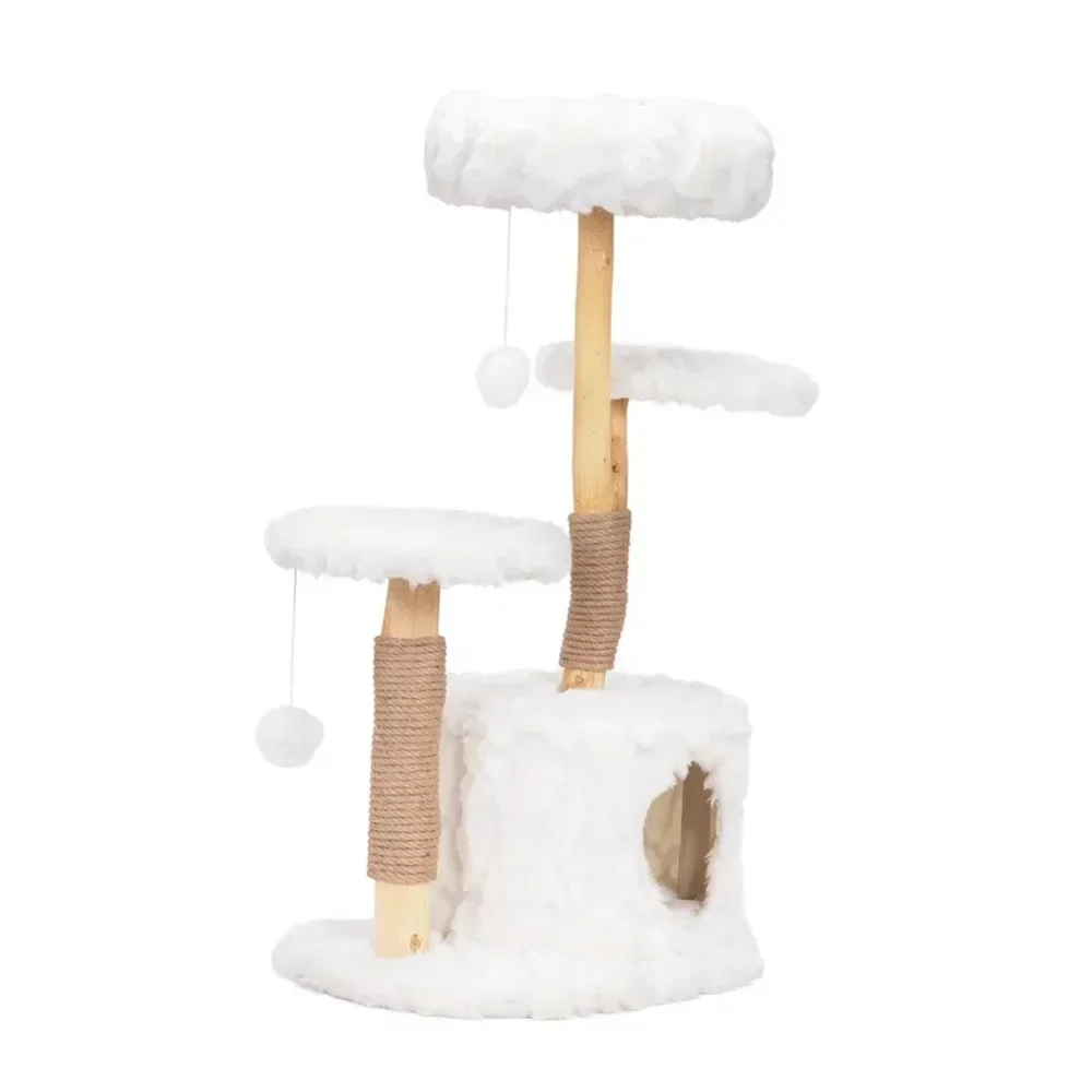 Tree Scratching Post for Cats Cat Tree With Ball Activity Centre Multi-Level Cat Tower Furniture Cats and Pets White Scratch Pet