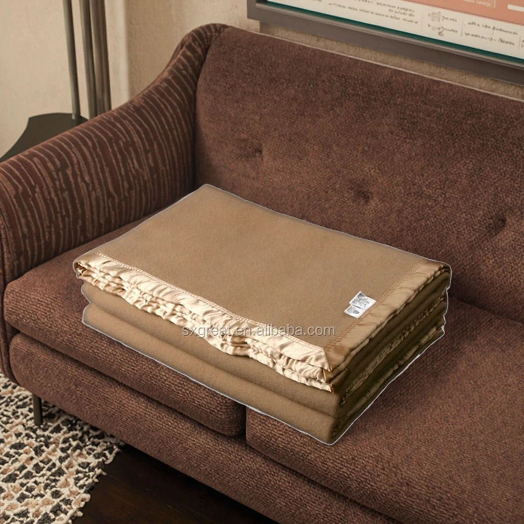 Hot Sale New Style Heated Woven Wool Blanket 600gsm 200x240cm Solid Pattern Four Seasons Use Home Gift