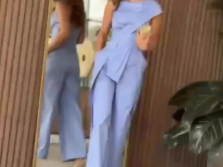 Jumpsuits Dames Eendelig Blauw Onregelmatigheid Elegante werkbroek Mouwloze overalls Wijde pijpen Lange broek Rompertjes Slim Fit Casual