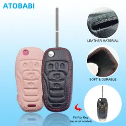 Leather Car Key Cover Bag For Ford Fusion 2013-2016 F-150 F-250 F-350 F-450 2022 2023 2024 Flip Remote Fob Protector Case Holder