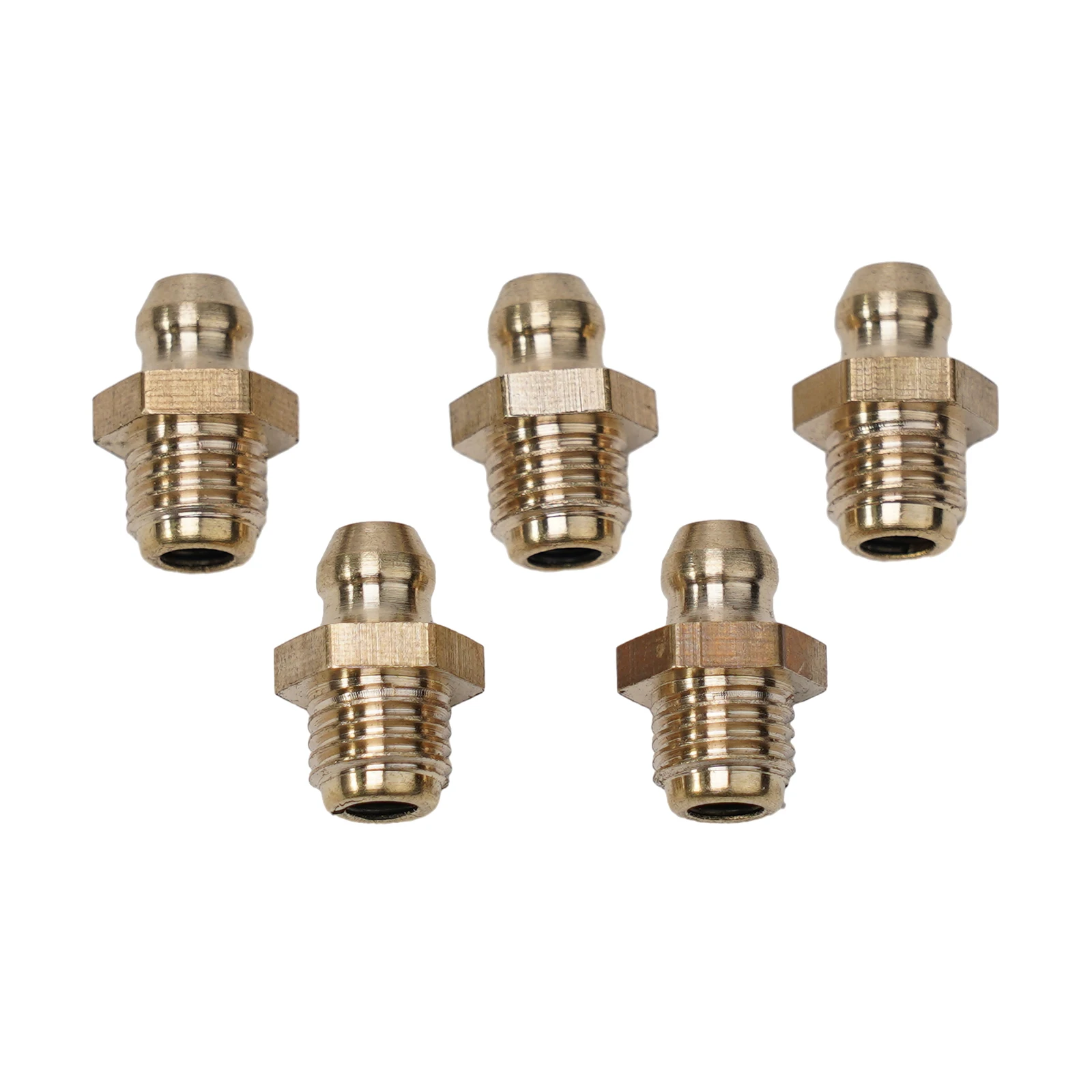 5pcs Brass Straight Hydraulic Grease Fitting M8 X 1mm Thread Grease Nozzle Connection Grease Nipples Replacement For Bearings