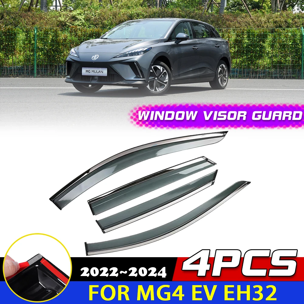 Windows Door Visor for MG 4 MG4 MuLan EH32 2022 2023 2024 Deflector Smoke Guards Cover Awnings Rain Eyebrow Sticker Accessories