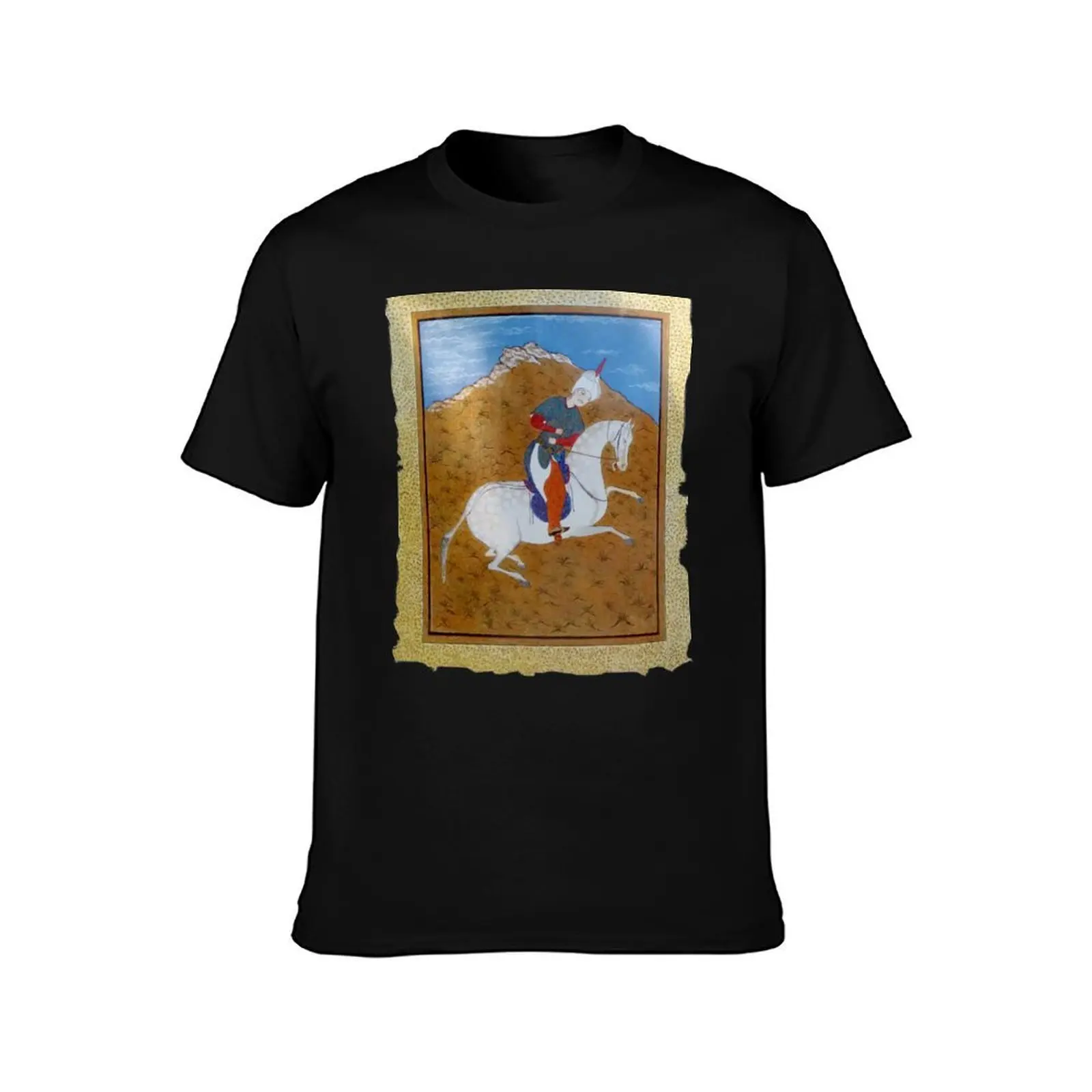 Persian Miniature Painting T-Shirt, Summer Casual Cotton Tee, Oversized Streetwear Tops, Vintage Graphic Print, Unisex Men Women