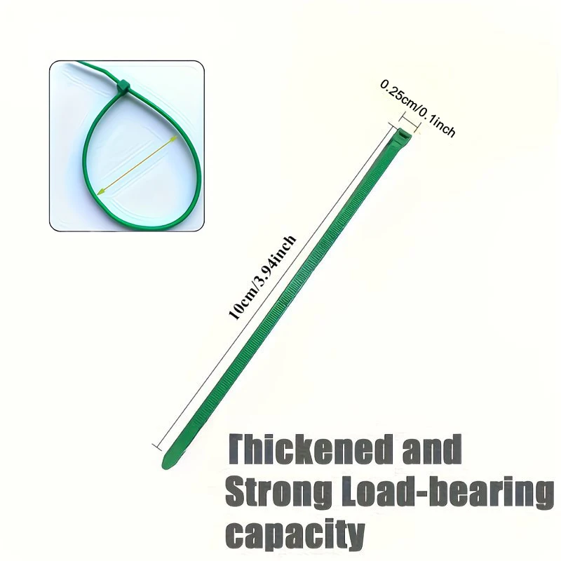 100/200pcs of Green Multifunctional High-Strength Nylon Cable Ties, for Support Vines & Stems,Cable Management, Home, Garden, Ga