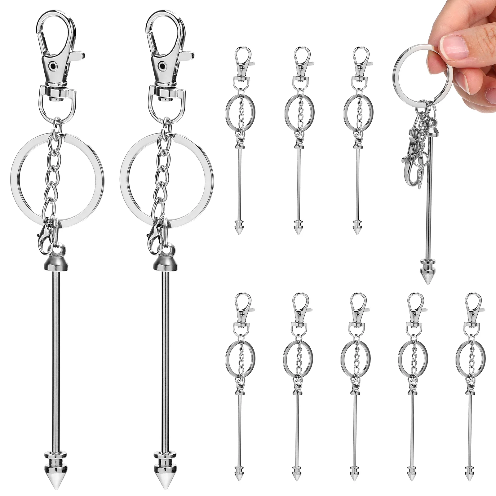 12 Pcs Rotating Lobster Clasp DIY Keychain Pendant Bar Bead Keychains Bulk Wallet Beadable Kit Jewelry