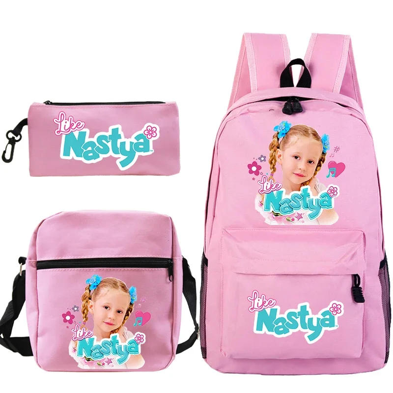 Cute Mochila Like Nastya Backpack Kids Bookbags Kwaii Nastya School Bags For Girls 3pcs Set Children's Backpacks Back To School